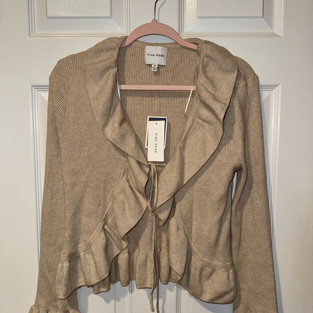 Marshalls Women's Beige Ruffle Cardigan